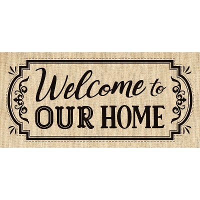 Evergreen Flag Welcome to Our Home Burlap Sassafras Switch Mat