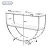 48'' Rustic Industrial Demilune Console Table with 3-Tier Storage Shelf and Textured Metal Frame for Entryway,Living Room-Baofuwish - 4 of 4