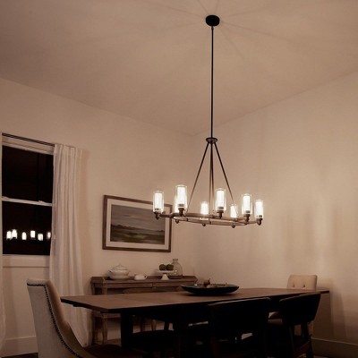 Circolo 27" Bronze 8-Light Oval Chandelier with Clear Glass