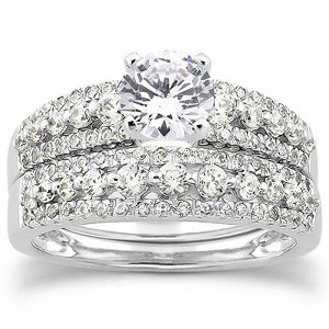 Pompeii3 7/8ct Diamond Engagement Wedding Bridal Ring Set - Size 11.5 - 1 of 4