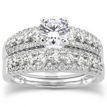 Pompeii3 7/8ct Diamond Engagement Wedding Bridal Ring Set