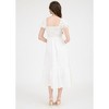 Sweetheart Neck Puff Sleeve Eyelet Hem Midi Dress - 2 of 4