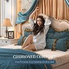 Hachikiko Queen Size Euro Headboard Pillow - Floral Embroidered, Blue with Gold, PP Cotton Filled (60"W x 26"H) - 3 of 4
