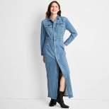 Women's Long Sleeve Denim Maxi Shirtdress - Universal Thread™ Medium Wash