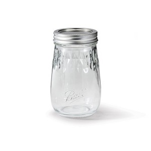 Ball 16oz. 4pk Flute Glass Mason Jar Lid and Band: Clear Canning Jars, Dishwasher-Safe, 2.5" Neck Diameter - 1 of 4