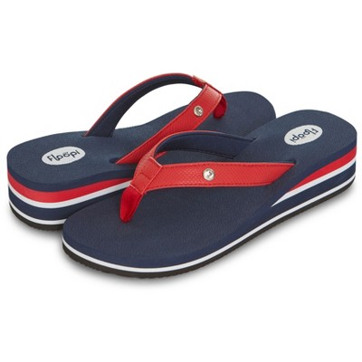 Womens Vegan Leather Wedge Flip Flop Sandal , Navy - 7 : Target