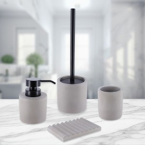 Evideco French Home Goods Concrete Cement Bathroom Accessories, 4-Piece Set - 1 of 4