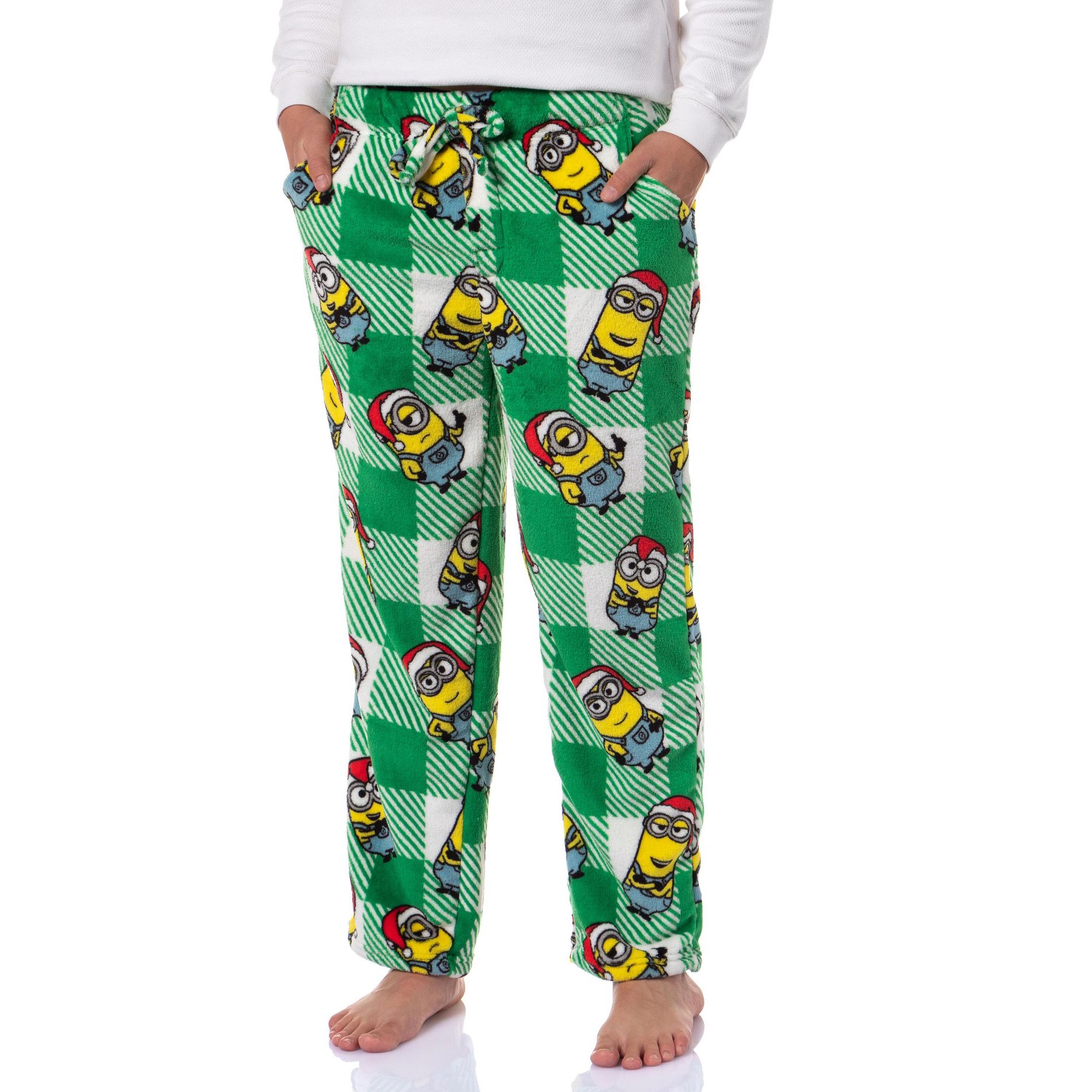 Intimo Despicable Me Minions Men's Christmas Santa Adult Sleep Lounge Pajama Pants (L) Green