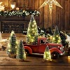 Mini Christmas Tree with Lights, Desktop Miniature Pine Tree Xmas Holiday Decor, with Wooden Base, 5 Pcs with Light - 3 of 4