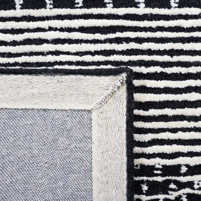 Elegant Square Black and Ivory Hand-Tufted Wool Area Rug - 6'