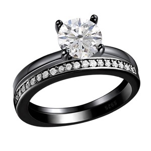 Envy Wedding Ring Set for Women 1.25Ct Solitaire Engagement Matching Band Ginger Lyne Collection - 1 of 4