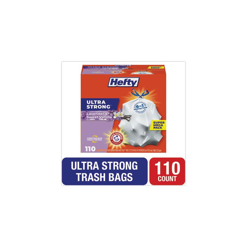 Hefty Ultra Strong Scented Tall White Kitchen Bags, 13 gal, 0.9 mil, 23.75" x 24.88", White, 110/Box, 1 of 6
