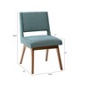 VYNXARIA Accent Chair，Dining Side chair，Rubber Solid Pecan Wood Finish，Attached Seat Cushion， (set of 2) Blue - 3 of 4