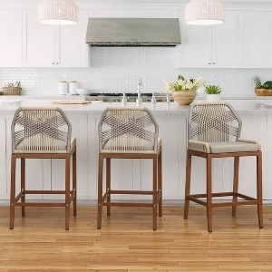 Arceso 26.5"H Counter Height Bar Stools , Boho-Style Rattan Chairs - 1 of 4