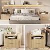 Furnulem Fluted Night Stand with Charging Station 2 Drawer Light Wood nightstand Bedside Table Night Stand for Bedroom End Table for Living Room - 4 of 4