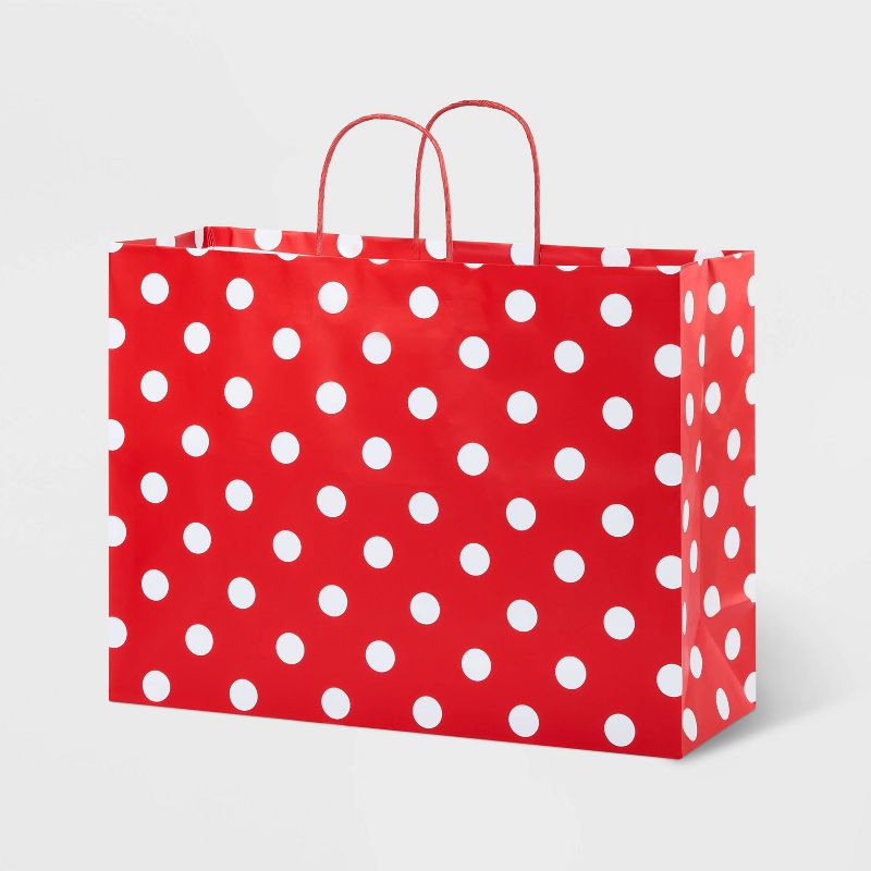Large DotsGift Bag Red - Spritz&#8482;: Polka Dot Pattern, Christmas & All Occasion, Paper, FSC Certified, 1 of 5