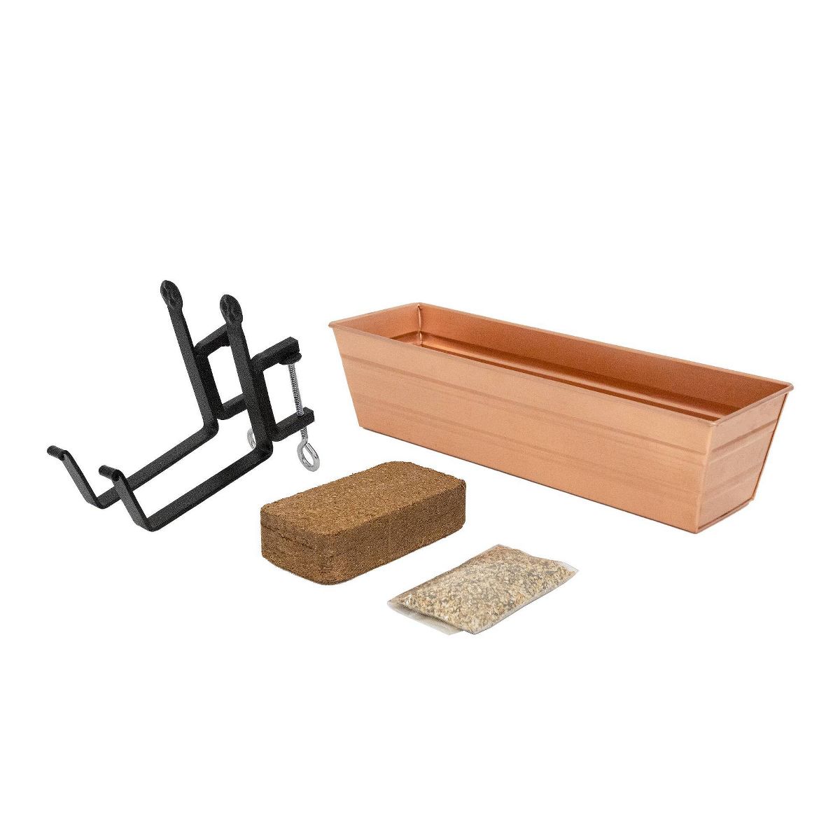 ACHLA Designs Small Rectangular Galvanized Steel Outdoor Planter Box with Mounting Bracket Copper 22"x8"
