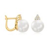 Ross-Simons 8.5-9mm Cultured Pearl and .16 ct. t.w. Diamond Drop Earrings in 14kt Yellow Gold - 4 of 4