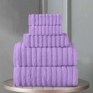 BAGOKIE 100% Turkish Cotton Corduroy Ribbed Bath Towels 6-Piece Set - 1 of 4