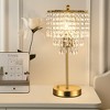 17 in. Gold and Silver LED Integrated Table Lamp Clear Crystal with 3-Way Dimmer Rotary Switch and Dual USB Charging Ports - 2 of 4