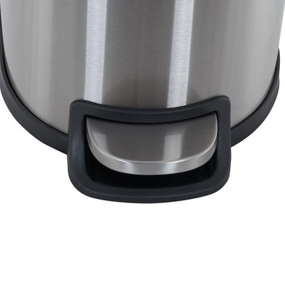 Slim Silver Stainless Steel Pedal Trash Can with Soft Close Lid