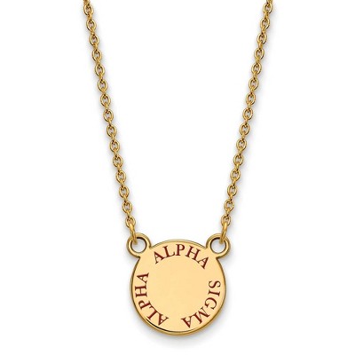 Black Bow Jewelry 14k Yellow Gold Plated Sterling Silver Alpha Sigma Alpha Greek Life Necklace 18 Inch