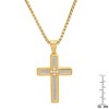 Steeltime 24" Men's two tone stainless steel sand dusted cross pendant with  simulated diamonds. Color Options: Silver, Gold - 3 of 4