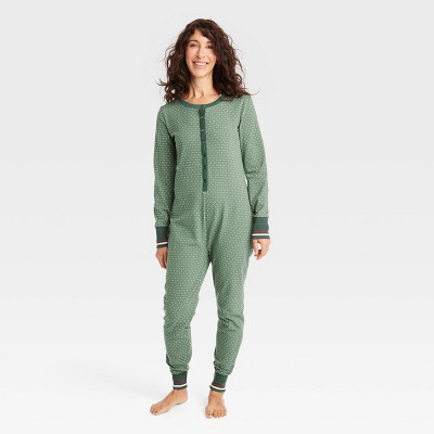 Women's Allover Fleck Long Sleeve Union Suit - Hearth & Hand™ with Magnolia Green
