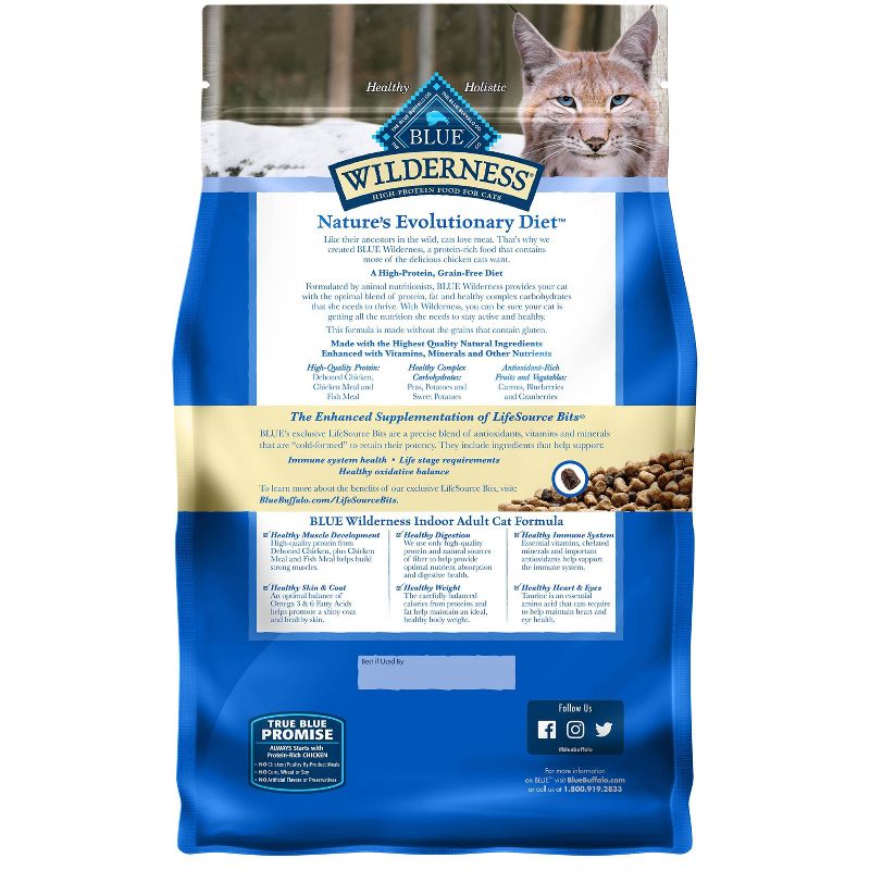 Blue Buffalo Wilderness High Protein Natural Adult Indoor Dry Cat Food with Chicken, 3 of 8