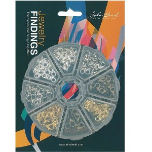 John Bead 160pcs 8 Slots Round Jewelry Findings Kit Lobster Clasps Assortment Set - 1 of 2