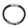 Black Bow Jewelry Stainless Steel & Blue Leather Antiqued Ornate Bracelet, 8.75 Inch - 2 of 4