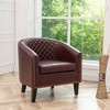 KINWELL PU Leather Tufted Barrel Chair Club Armchair with Nailheads - 3 of 4