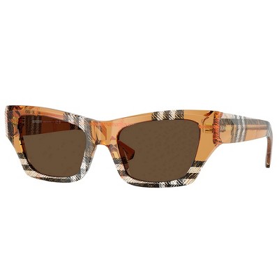 Burberry BE 4441U 414673 Womens Cat-Eye Sunglasses Check Sand 52mm