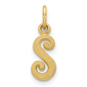 Black Bow Jewelry The Sadie 14k Yellow Gold Mini Satin Script Initial Charm, Letter S - 1 of 4