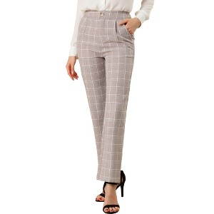 INSPIRE CHIC Women's Plaid Elastic Waist Casual Work Office Long Pants - 1 of 4