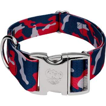 Country Brook Petz 1 1/2 Inch Premium Navy Blue and Red Camo Dog Collar Limited Edition