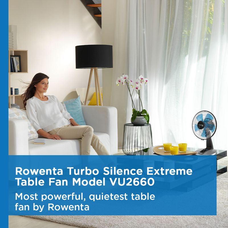 Rowenta 12&#34; Electronic Table Fan Turbo Oscillating Silence Extreme Black, 3 of 11