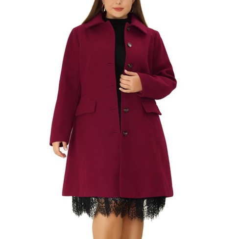 Agnes Orinda Women's Plus Size Winter Coats Elegant Notched Lapel Single  Breasted Trench Coat 1X Red : : Clothing, Shoes & Accessories