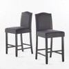 Kumasinova Set of 2 Antique-Style Counter Stools with Nailhead Trim, Counter Height Bar Stools with Rubberwood Legs, Upholstered Counter Height Stools - 2 of 4