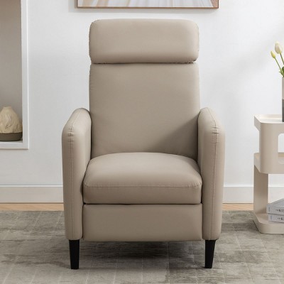 Modern Artistic Color Design Adjustable Lounger With Arms PU Leather Reclining Armchair For Living Room Bedroom Home Theater-Cuddlewood