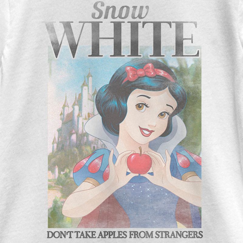 Girl's Snow White and the Seven Dwarves Don't Take Apples From Strangers Poster T-Shirt, 2 of 5
