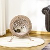 LAOTIES 20" Elevated Woven Rattan Cat Bed,Handwoven Banana Leaf Kitten Condo with Soft Cushion,Breathable And Sturdy - 2 of 4