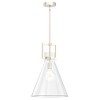 DORESshop 1-Light Nickel Pendant Light with 14 in Inverted Cone Shade Clear Glass for Kitchen Dining Room Living Room Bedroom No Bulbs Included - 2 of 4