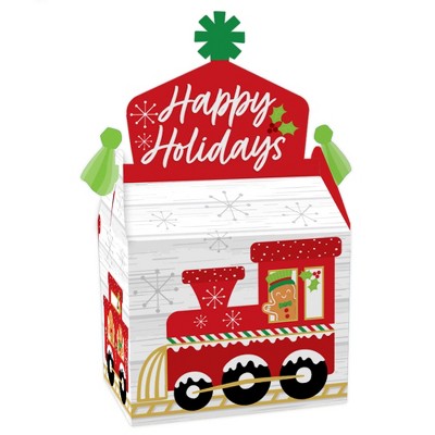 Big Dot of Happiness Christmas Train - Treat Box Party Favors - Holiday Party Goodie Gable Boxes - Set of 12