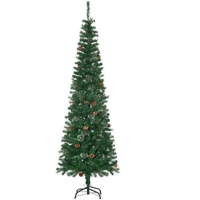 Racxily 6.5ft Slim Pencil Christmas Tree, Pine Needles with Cones & Metal Base for Holiday Decor