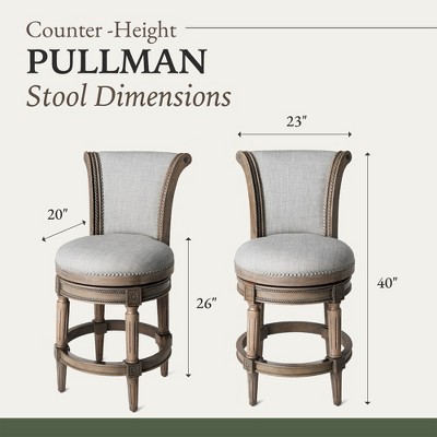 Reclaimed Oak Gray Upholstered Swivel Counter Stools, Set of 4