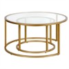 Metal Double Nested Round Coffee Table in Brass with Glass Top - Henn&Hart - 2 of 4