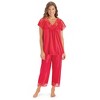 Collections Etc Lace Trim Silky Capri Pj Set - 2 of 4