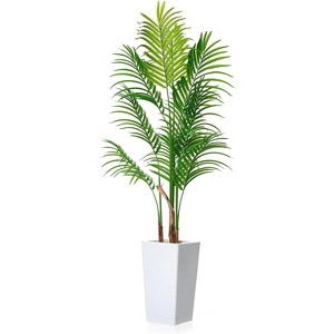 4.8FT Artificial Palm Tree, Tall Faux Plants Indoor Tropical Areca with White Planter and Lifelike Leaves, Fake Potted Trees for Home Office - 1 of 4