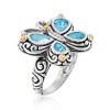 Ross-Simons 2.40 ct. t.w. Blue Topaz Bali-Style Butterfly Ring With White Topaz and 14kt Gold Accents in Sterling Silver - 3 of 4